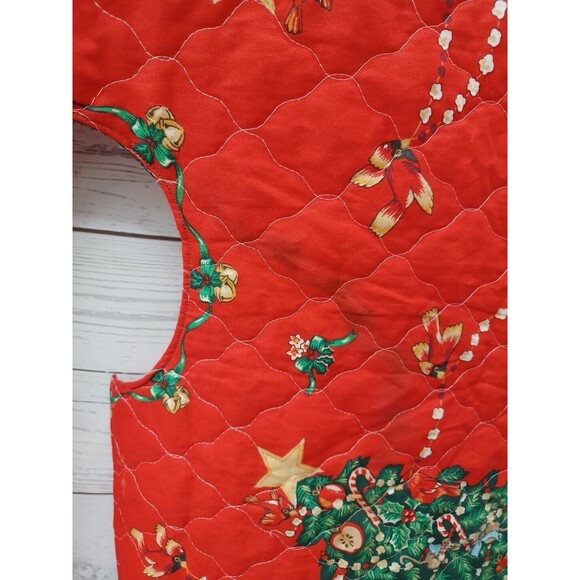 Christmas Tree Skirt Red Green Bambi Rabbit Cats Dogs Quilted Candy Cane 57" - Picture 3 of 12
